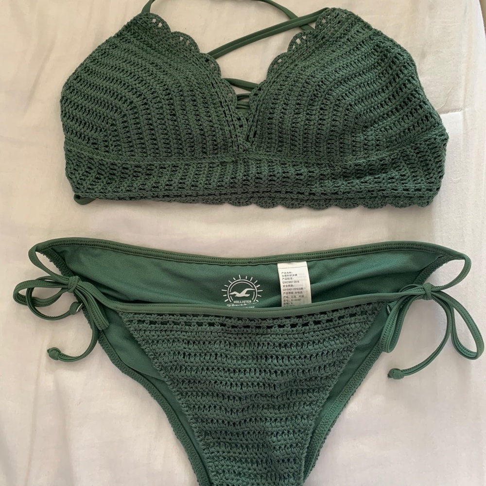 Hollister green crochet bikini
